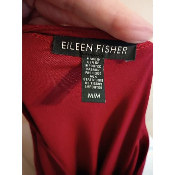 Eileen Fisher Top Red Sz M Side Slots Laganlook Wardrobe Staple - Picture 7 of 8